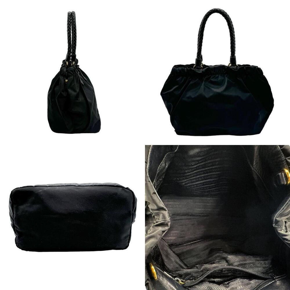 Prada black handles Shoulder Tessuto Bag braided Black